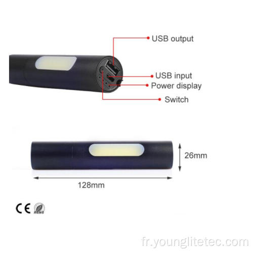 Aluminium intégré à la batterie 5W lampe de poche LED